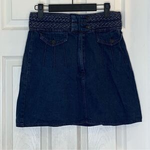 Free People Braided Denim Mini Skirt Hemp-Cotton Size 4